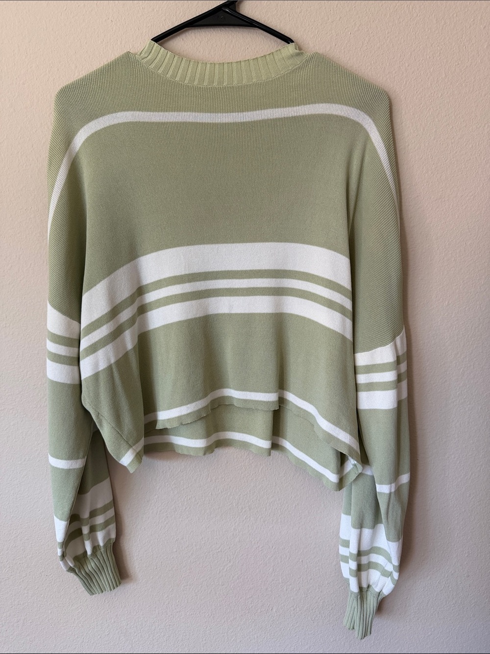 Light Sage Striped Women's Sweater - Picture 2 of 5